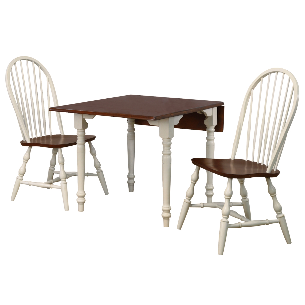 48 in. Andrews Antique White & Chestnut Brown Rectangular Dining Set, 3 Piece