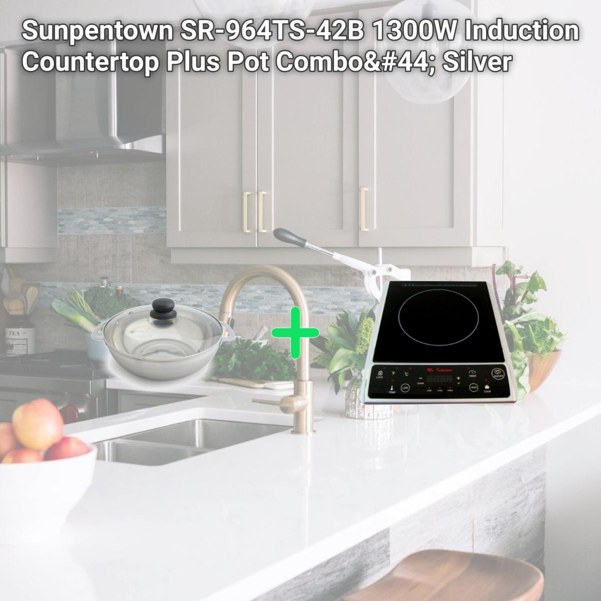 Picture of Sunpentown SR-964TS-42B 1300W Induction Countertop Plus Pot Combo, Silver
