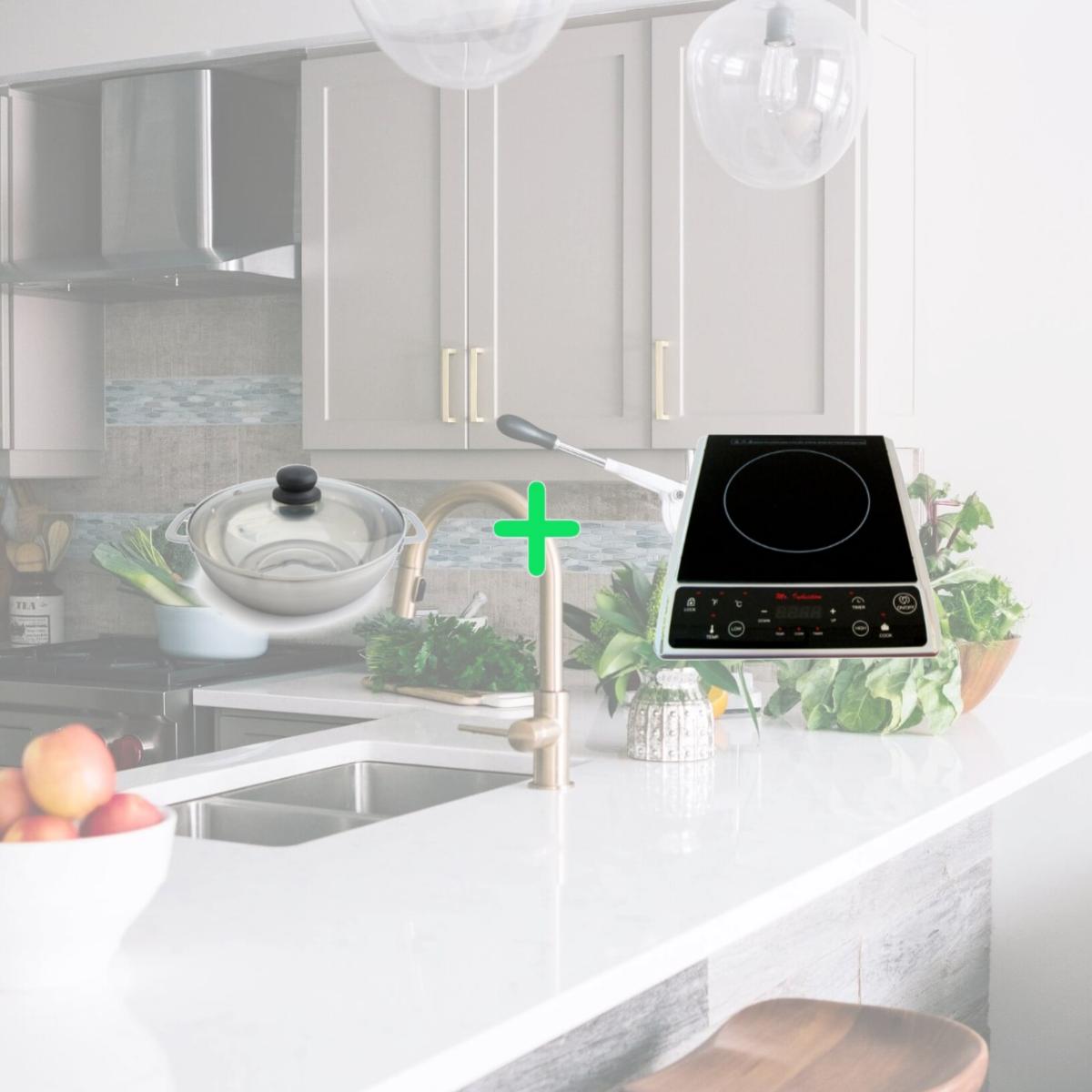 Picture of Sunpentown SR-964TS-42B 1300W Induction Countertop Plus Pot Combo, Silver
