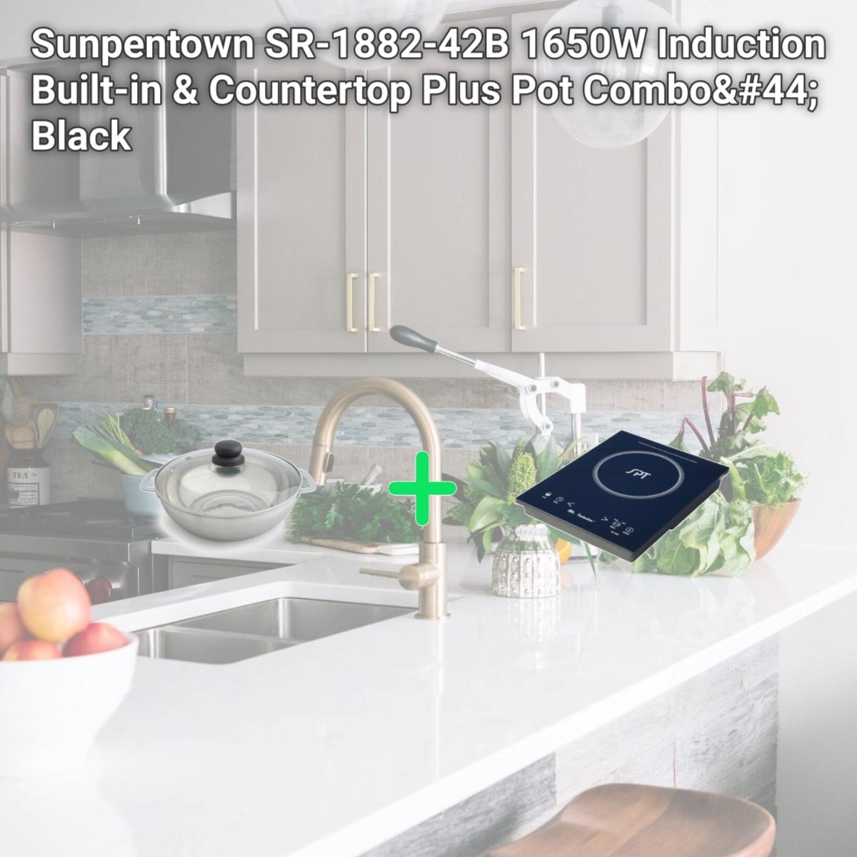 Picture of Sunpentown SR-1882-42B 1650W Induction Built-in & Countertop Plus Pot Combo, Black