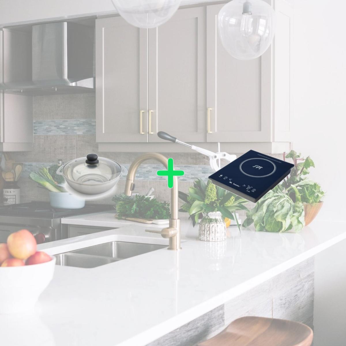 Picture of Sunpentown SR-1882-42B 1650W Induction Built-in & Countertop Plus Pot Combo, Black