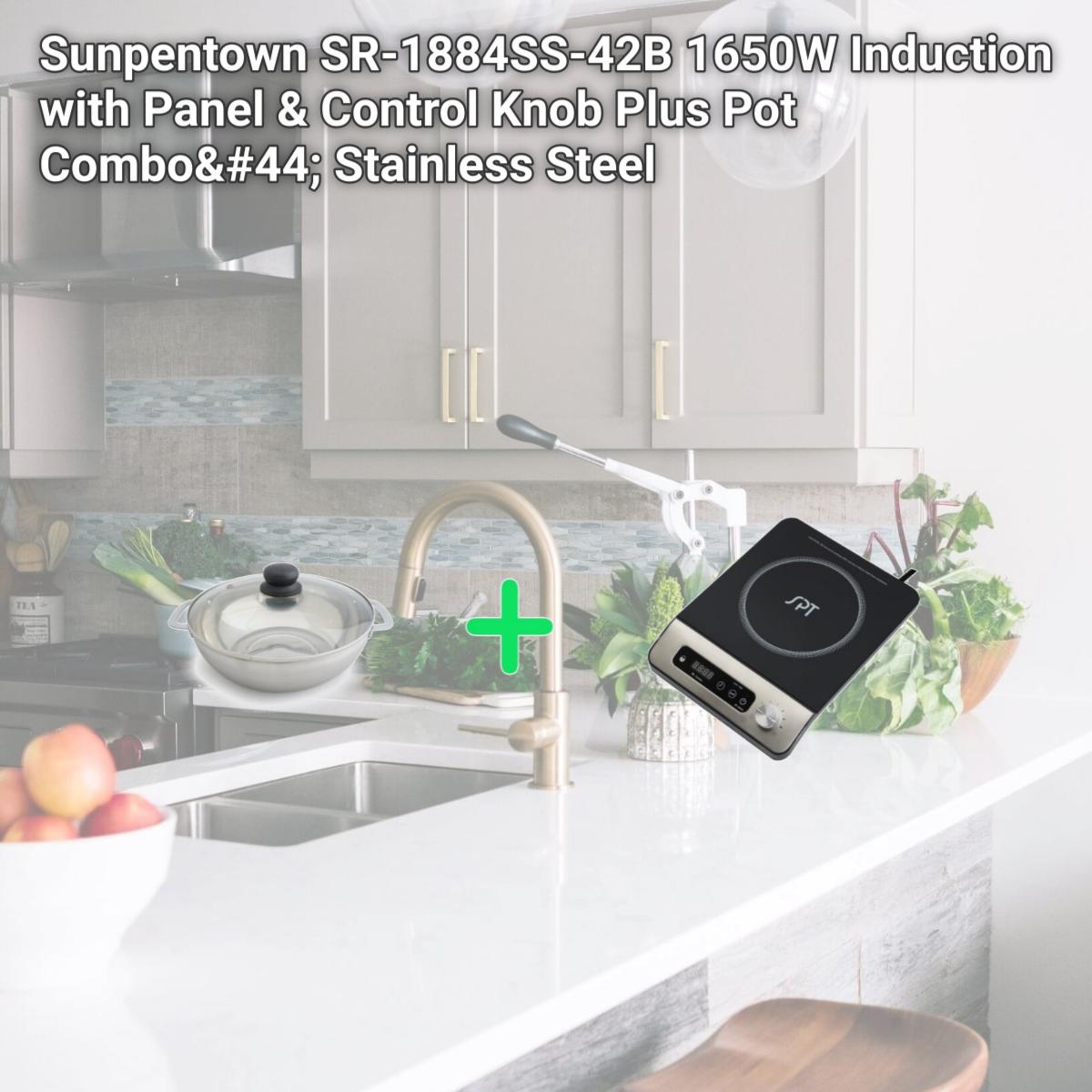 Picture of Sunpentown SR-1884SS-42B 1650W Induction with Panel & Control Knob Plus Pot Combo, Stainless Steel