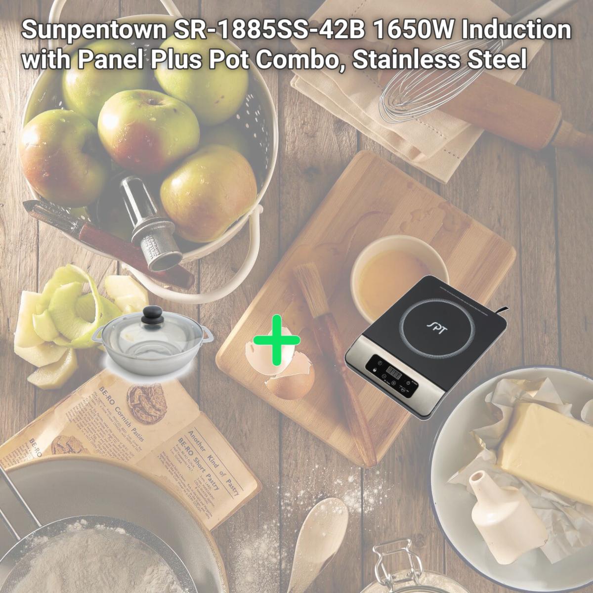 Picture of Sunpentown SR-1885SS-42B 1650W Induction with Panel Plus Pot Combo, Stainless Steel