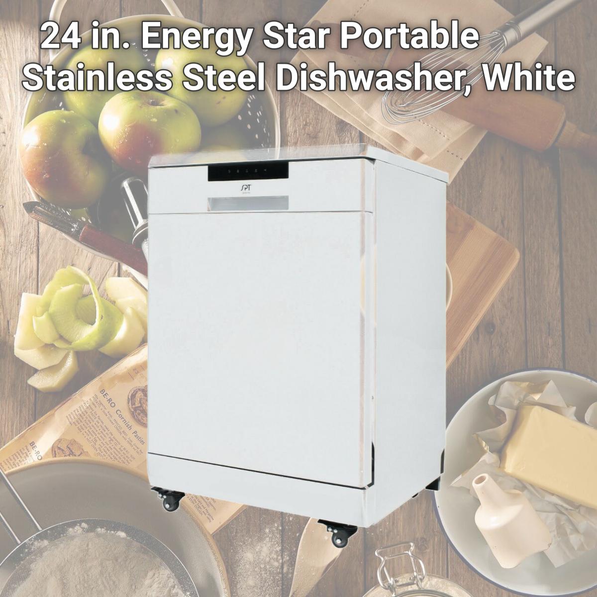 Picture of Sunpentown SD-6513W 24 in. Energy Star Portable Stainless Steel Dishwasher, White
