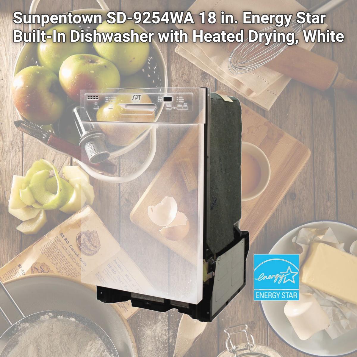 Picture of Sunpentown SD-9254WA 18 in. Energy Star Built-In Dishwasher with Heated Drying, White