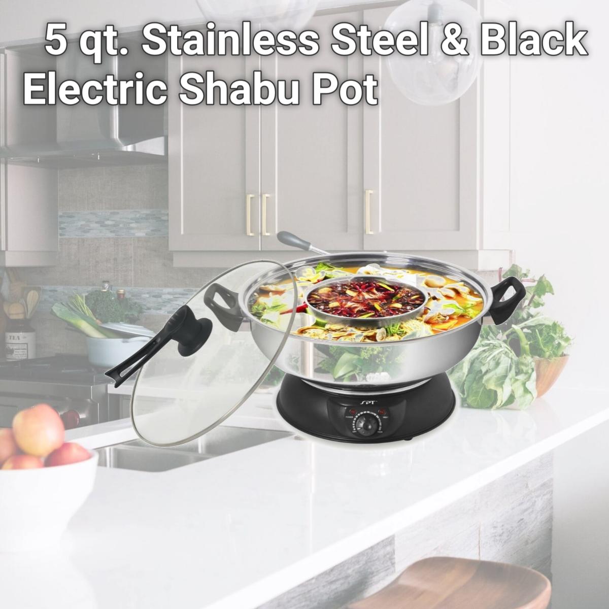 Picture of SPT Appliance SS-303A 5 qt. Stainless Steel & Black Electric Shabu Pot