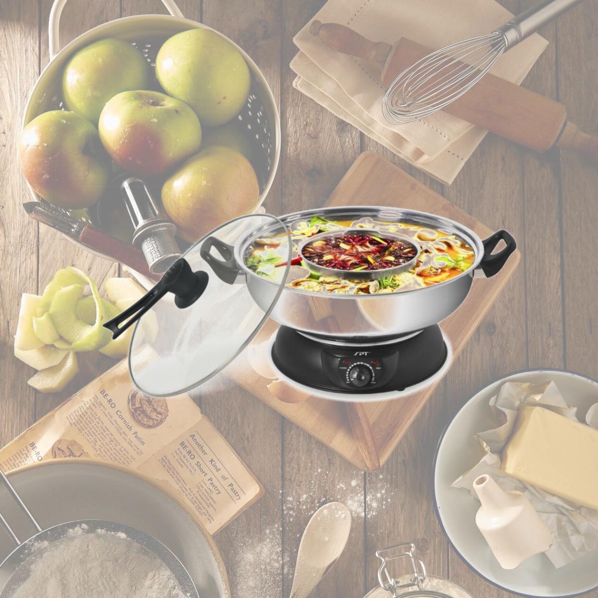 Picture of SPT Appliance SS-303A 5 qt. Stainless Steel & Black Electric Shabu Pot