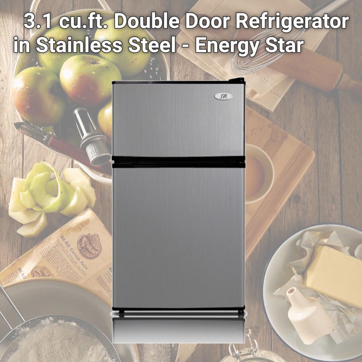 Picture of SUNPENTOWN RF-314SS 3.1 cu.ft. Double Door Refrigerator in Stainless Steel - Energy Star