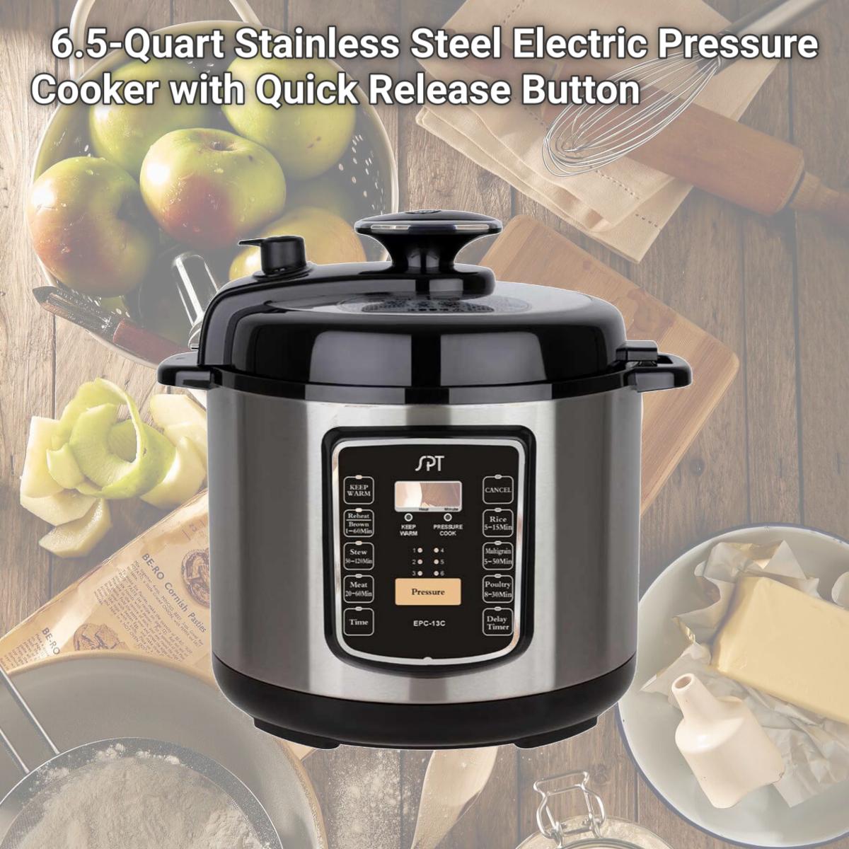 Picture of Sunpentown EPC-13C 6.5-Quart Stainless Steel Electric Pressure Cooker with Quick Release Button