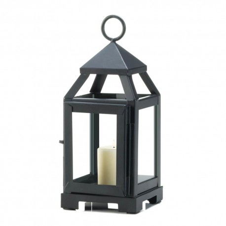 10018083 Mini Contemporary Candle Lantern, Black