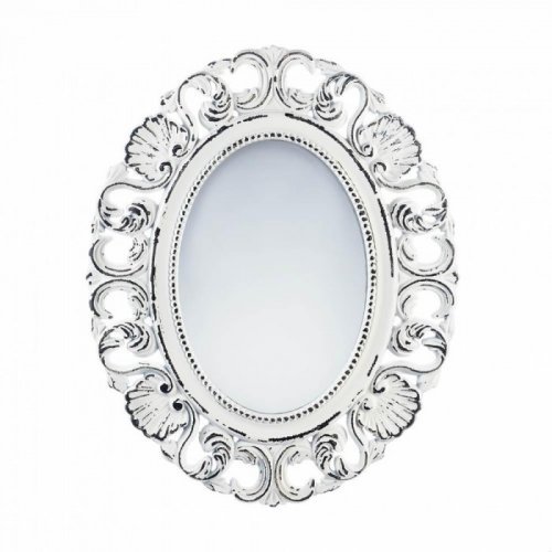10018071 Off-white Distressed Scallop Wall Mirror