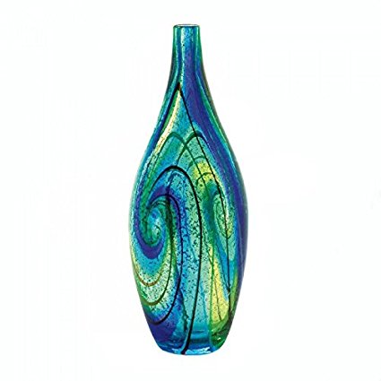 10018103 Blue Swirl Art Glass Vase