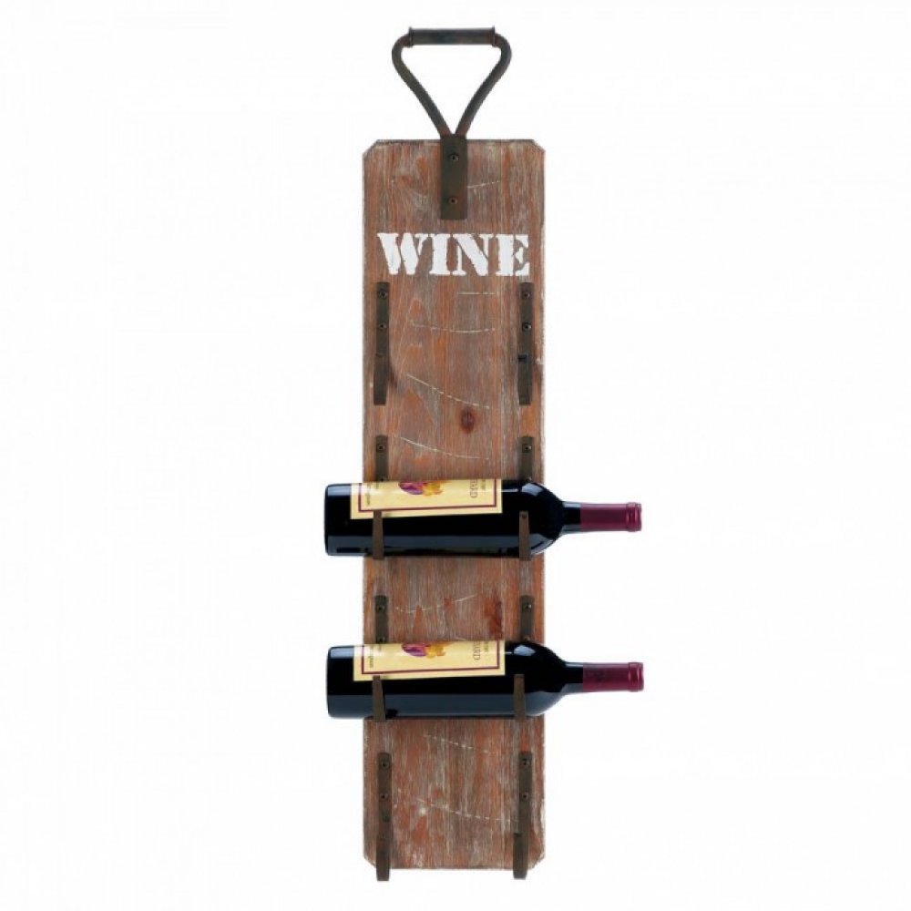 10018299 Wine Bottle Wall Rack With Metal Handle