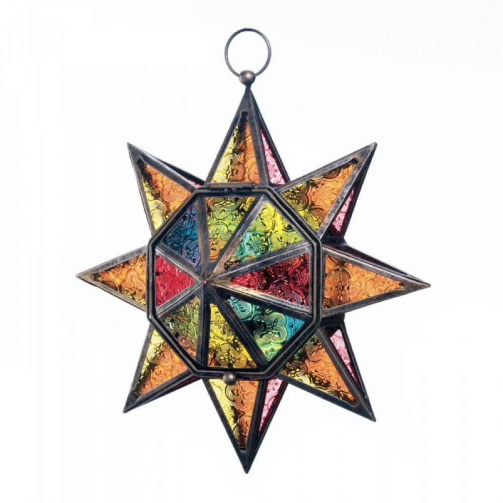10018326 Multi Faceted Colorful Star Lantern