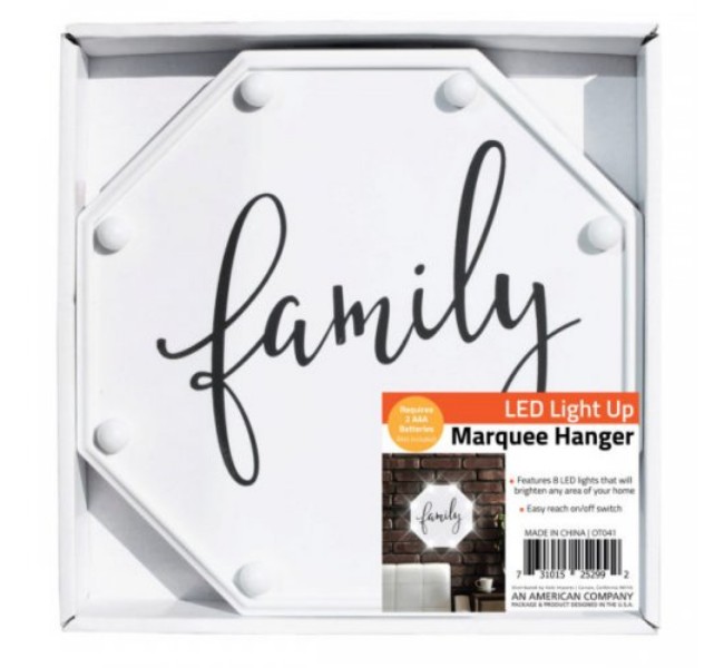 Kl20047 Family Led Marquee Hanging Wall Sign
