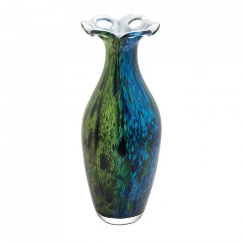 10018219 Peacock Bloom Art Glass Vase