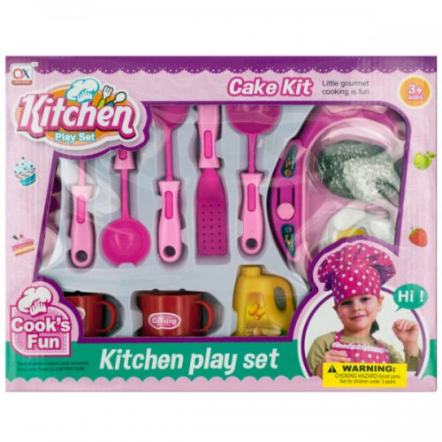 Kl21012 Kitchen Play Set With Food & Hot Plate, Assorted Color