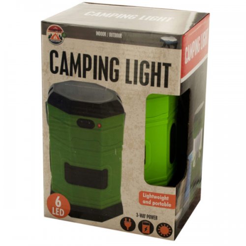 Kl20873 3 In. 3-way Power Led Camping Lantern - Black, Green & Silver