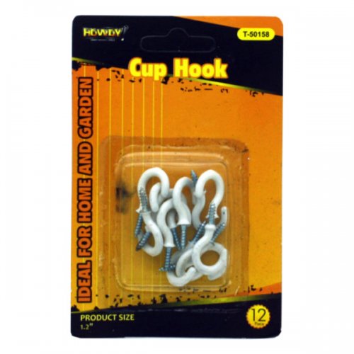Kl21314 1.25 In. White Cup Hooks - Pack Of 12