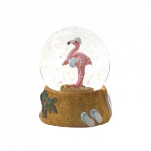 10018594 Beach Ball Flamingo Snow Globe