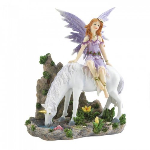 10018600 Lavender Fairy & Unicorn Figurine