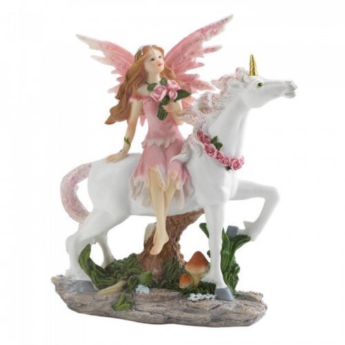 10018601 Pink Fairy With Unicorn Figurine