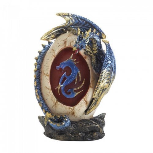 10018620 Dragon Egg Statue, Blue & Gold