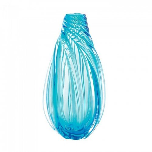 10018714 Spiral Art Glass Vase, Ocean Blue