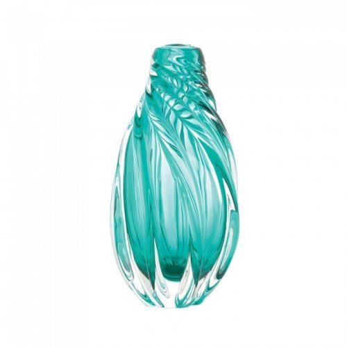 10018715 Spiral Art Glass Vase, Ocean Aqua