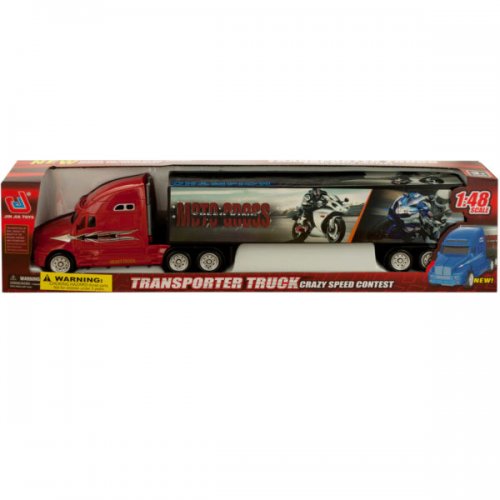 Bulk Buys KL21605 Friction Powered Trailer Truck with Motorcycle Decals Bulk Buys KL21605 Friction Powered Trailer Truck with Motorcycle Decals