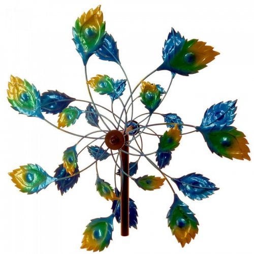 10018666 75 In. Peacock Tail Windmill Garden Stake