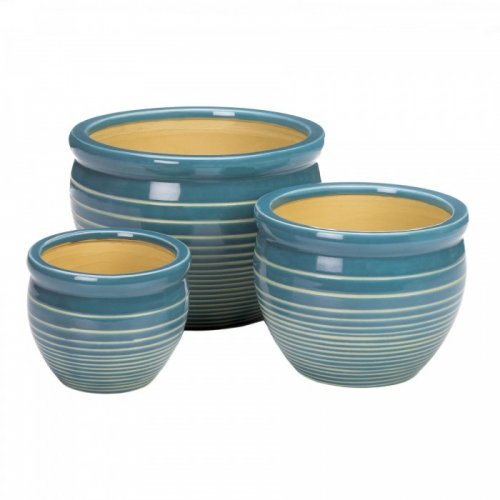 10018724 Ceramic Planter Set, Ocean Breeze
