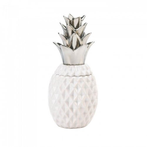 10018752 12 In. Topped Pineapple Jar, Silver
