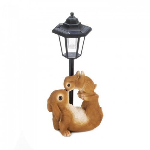 10018806 Adorable Mom & Baby Rabbit Solar Lamp