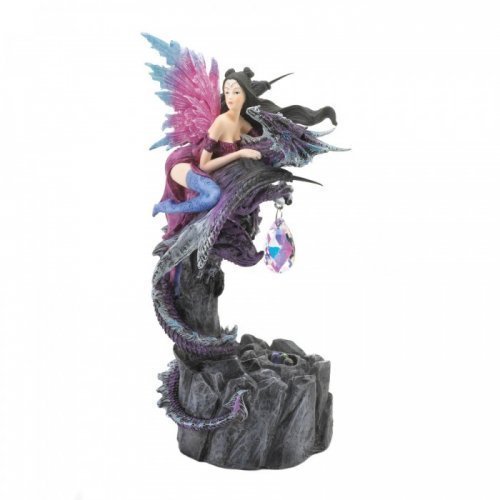 10018844 Light Up Fairy & Dragon Figurine Statue
