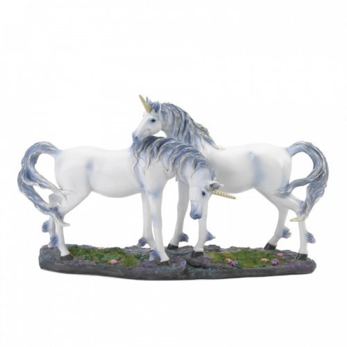 10018847 Unicorn Lover Figurine Statue, Silver