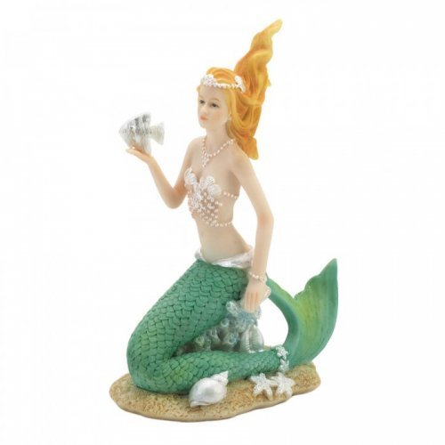 10018817 Mermaid Holding Fish Figurine Statue