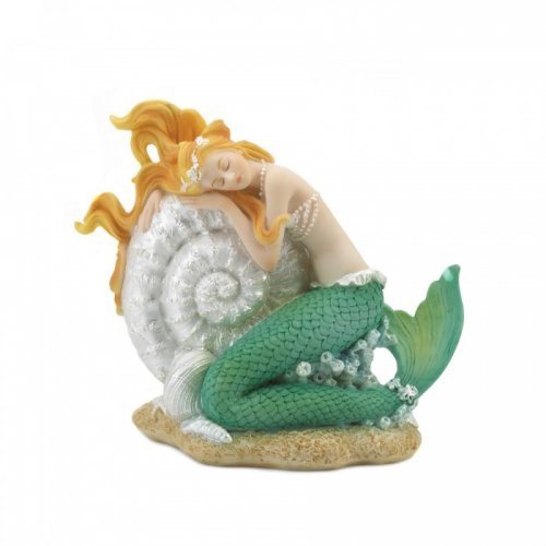 10018818 Mermaid Sleeping On Seashell Figurine Statue