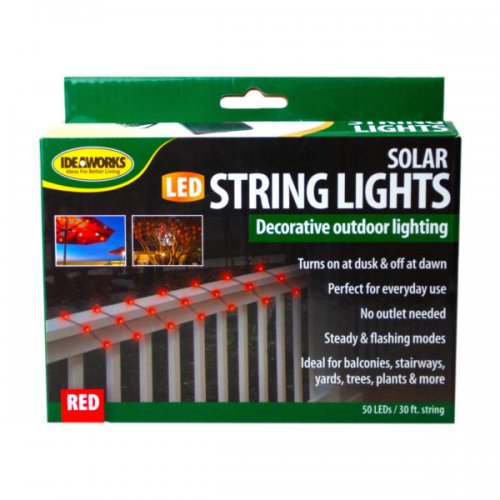 Kl22315 Decorative Outdoor Solar String Lights, Red