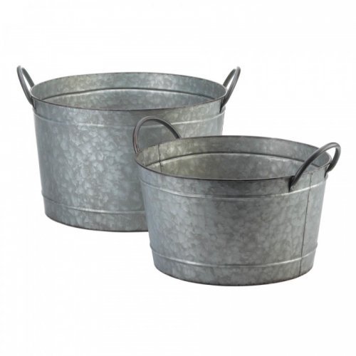 10018859 Galvanized Bucket Planter Duo