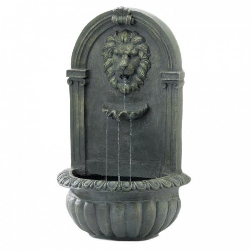 10018868 Mossy Green Lion Wall Fountain