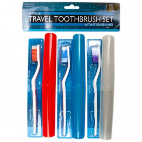 Kl22989 Travel Toothbrush Set With Cases, Assorted Color - 6 Piece