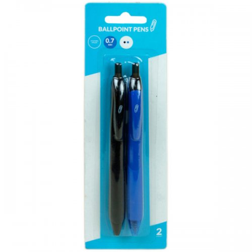 Kl22975 0.7 Mm Retractable Ballpoint Pens, Black & Blue - Pack Of 2