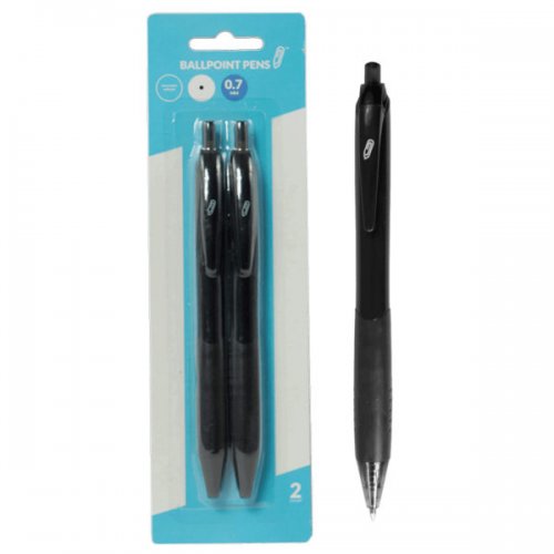 Kl22874 0.7 Mm Retractable Ballpoint Pens, Black -pack Of 2