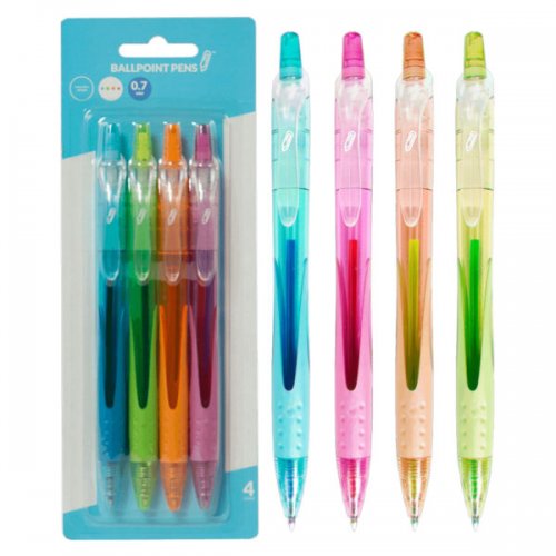 Kl22876 Retractable Ballpoint Pens, Multi-color - Pack Of 4