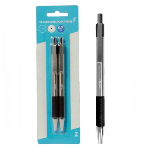 Kl22877 Retractable Classic Ballpoint Pens, Black - Pack Of 2