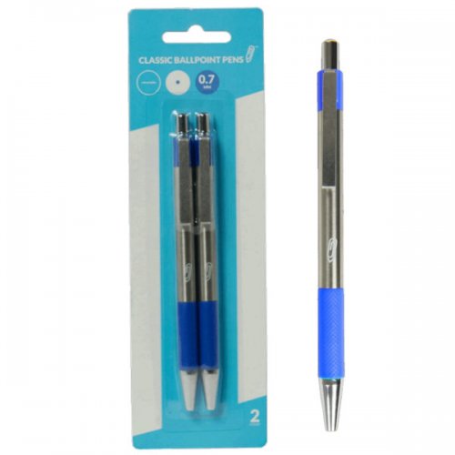 Kl22878 Retractable Classic Ballpoint Pens, Blue - Pack Of 2