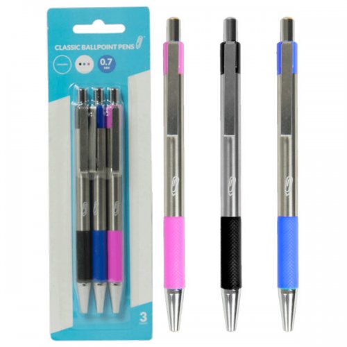 Kl22949 Retractable Classic Ballpoint Pens, Multi-color - Pack Of 3