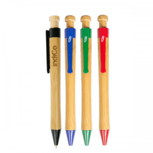 Kl22946 Eco Retractable Bamboo Ballpoint Pen, Multi-color - Pack Of 4