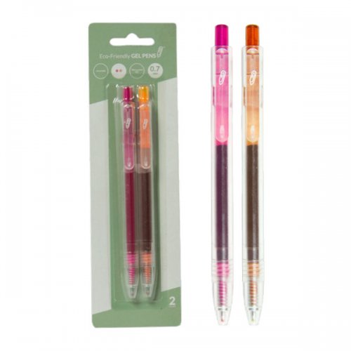 Kl22948 Eco Retractable Gel Pen, Pink & Orange - Pack Of 2